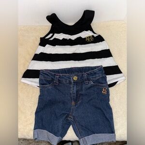 Enyce a Sean Combs Co. Striped Tank Top and Jean Shorts Set Toddler Size 3T